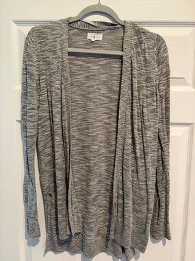Lou & Grey Heather Gray Open-Front Draped Cardigan